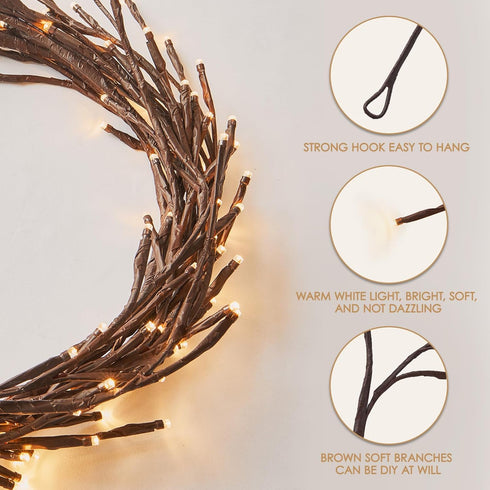 9.3ft 160LED, 8 Bexdir Enchanted Willow Vine Lights Vines for Home Decor Lighted Tree for Walls in Modes & Timer