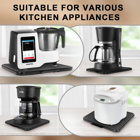 Kitchen Appliance Sliding Tray - Coffee Maker Slider with Rolling Wheels - Extra Wide Under Cabinet Storage Organizer