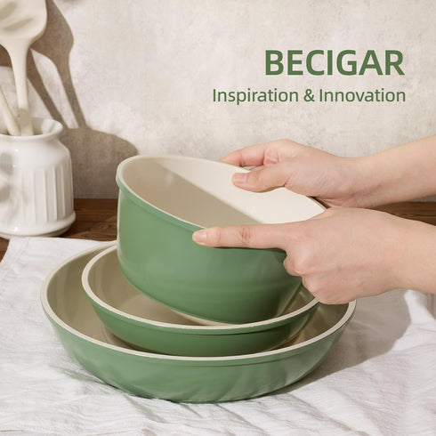 8PCS Set, Set, Set BECIGAR Ceramic Cookware,Nonstick Ceramic Pan, Removable Handle Pots and Pans Stackable Nonstick Pan