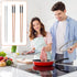 3 Pairs Extra Long Cooking Chopsticks - 15.3 Inch Stainless Steel & 16.5 Inch Wooden for Hot Pot, Frying, Noodle Cooking