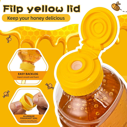 SkyJourney 24 Pack 16 oz,Refillable honey bottles squeeze Food Grade Honey Container,Bottles With Leak Proof Flip-Top