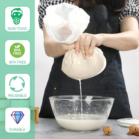 4 pack Juice2 4''x6''6''x8''8''x12'' Nut Milk Bag Reusable Food Strainers Nut Bags For Straining Almond/Soy Milk Greek