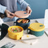 Microwave Ramen Bowl Cooker with Handles, Noodle Bowls with Lid and Chopsticks, Dishwasher Safe, Yellow & Green