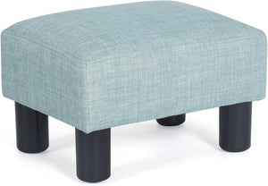 Adeco 15x10.8x8.7inch Small Ottoman Footstool- Mordern Rectangle Soft Fabric Footrest