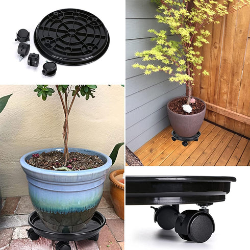 HGLCM 2Pcs (13 inch+2pcs+black) Plant Caddy,Planter Pot Mover, Plant Pot Pallet Dolly Caster with Universal Wheels