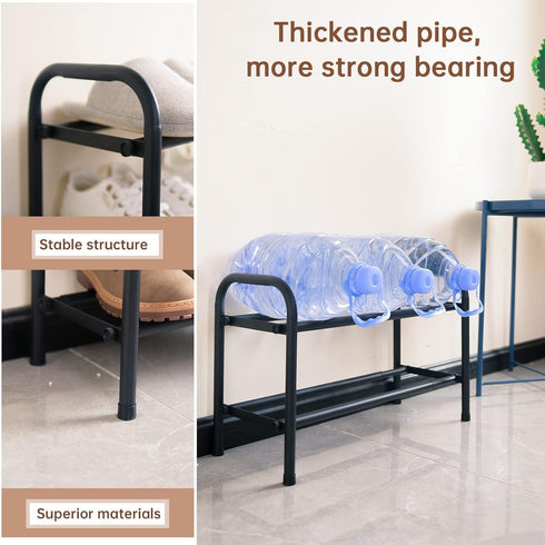 Gonfoam 2-Tier Expandable Shoe Rack, Heavy Duty Metal Free Standing Organizer for Entryway Closet (Black)