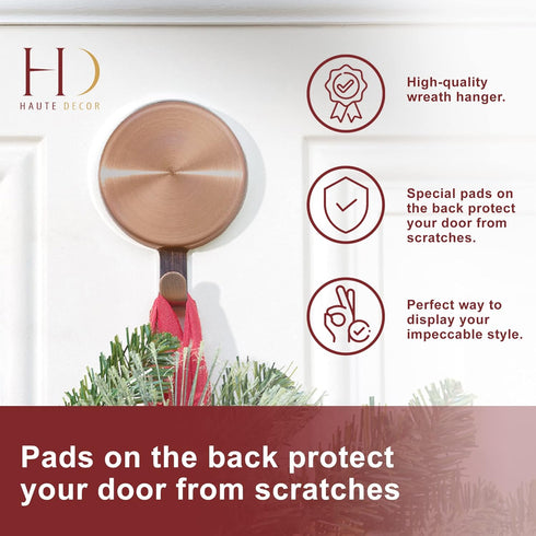 Haute Decor Attract Magnetic Wreath Hanger (Copper) - Set of 2 Magnets for Metal Doors/Surfaces, Holds 10 lbs.
