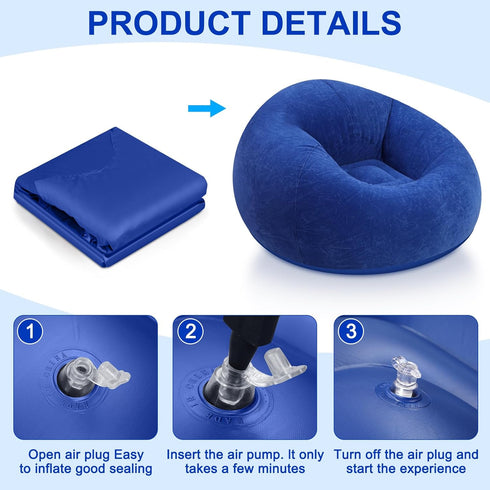 Realspring Inflatable Bean Bag Chairs for Adult Blow up Chairs Lazy Sofa Folding Portable Inflatable Chair for Movie
