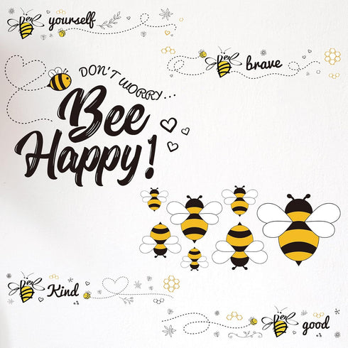 12 Pcs Bee Gnome Wall Decals, Honey Bee Window Decor Clings with Inspirational Quotes for Kitchen Office Decoration