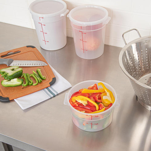 Restaurantware-Met Lux 2 Quart Food Storage Container - Translucent with Red Volume Markers, Lids Sold Separately