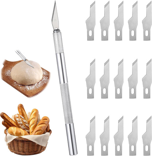 WJIAAA Bread Lame Sourdough Dough Scoring Tool,15 Blades Scoring Knife with Safety Cover