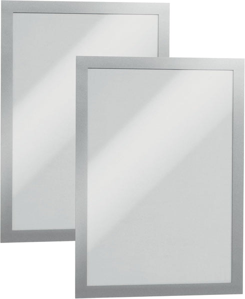Durable Duraframe Self-Adhesive Magnetic Frame, Silver Tabloid Size 11" x 17", Pack of 2