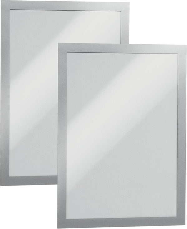 Durable Duraframe Self-Adhesive Magnetic Frame, Silver Tabloid Size 11" x 17", Pack of 2
