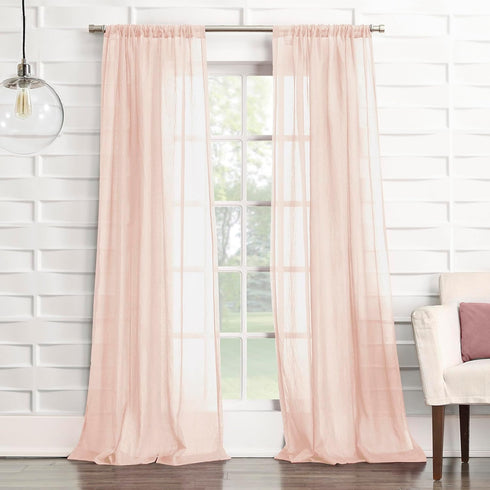 No. 918 Tayla Crushed Texture Semi-Sheer Curtain Panel, 50" x 84", Blush Pink