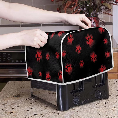 Dog Paw Print Toaster Cover, Dustproof Kitchen Decor for Most Standard 4 Slice Toasters