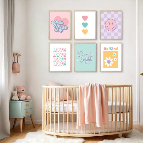Lwoztra 8x10 Inch Girls Room Wall Art Kids Canvas Poster Nursery Wall Decor Pink Colorful Prints Baby Toddler Pictures