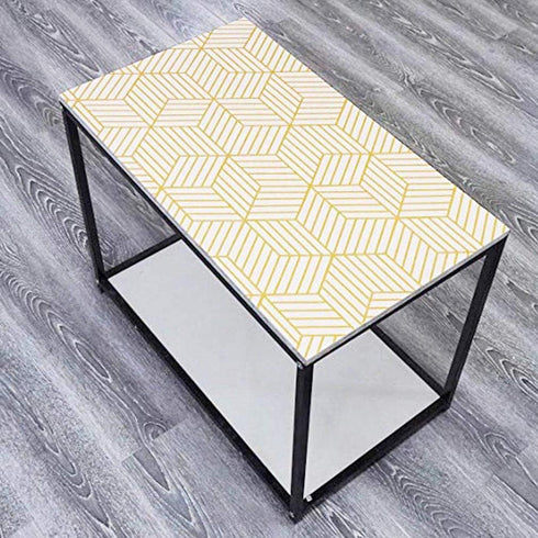 Gold and Beige Hexagon Geometry Stripped Adhesive Contact Paper, Removable Shelf Liner, 17.7 inch x 9.8 Feet