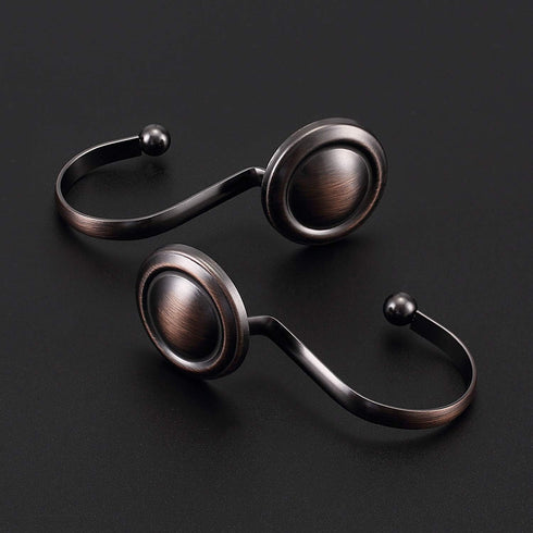 CHICTIE Bronze Shower Curtain Hooks Rings, Oil Rubbed Decorative Shower Curtain Hooks, Set of 12 (Oil-Rubbed Bronze)
