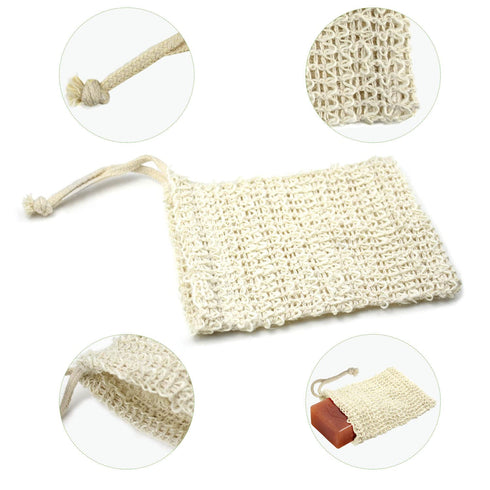 E-Know 5 Pack Soap Bag, Natural Sisal Soap Saver, Zero Waste Plastic-Free Soap Net, Foaming and Drying The Soap