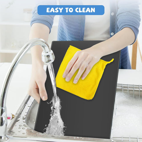 Tempered Glass Cutting Board, Black Glass Board for Kitchen Countertop, Heat Resistant with Non-Slip Feet