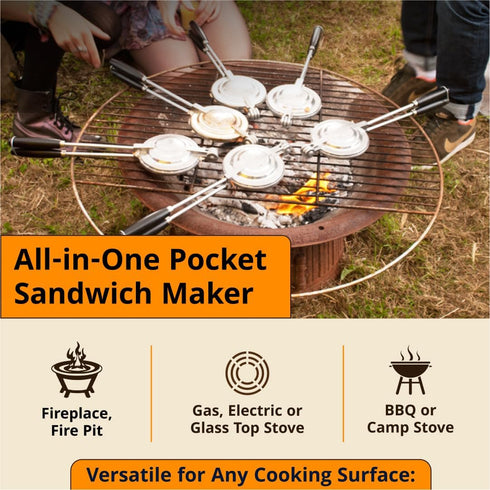 Sandwich Grill - Handheld Pie Iron, Sandwich Maker for Hot Sandwiches and Pies