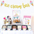 Ice Cream Bar Decor Kit, Summer Ice Cream Sundae Bar Glitter Banner, Food Labels for Party Supplies