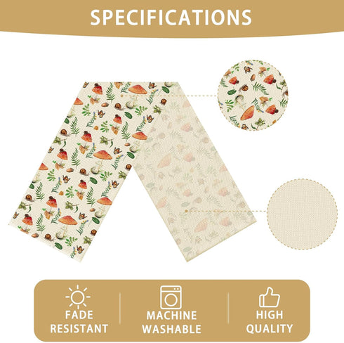 13 72 Inch Mushroom Floral Table Runner Seasonal Spring Kitchen Dining Linen Table Decoration for Indoor Outdoor Home