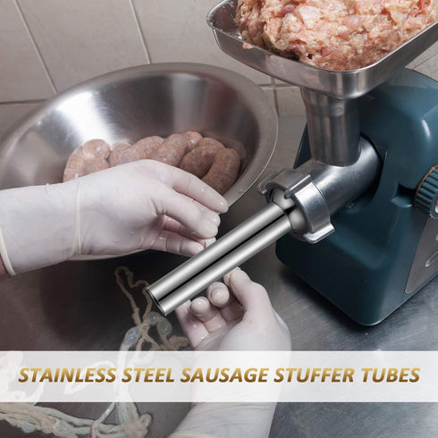 3 Pieces Sausage Stuffer Tubes - Stainless Steel Grinder Stuffer Tubes for Size 5 Meat Food Grinder
