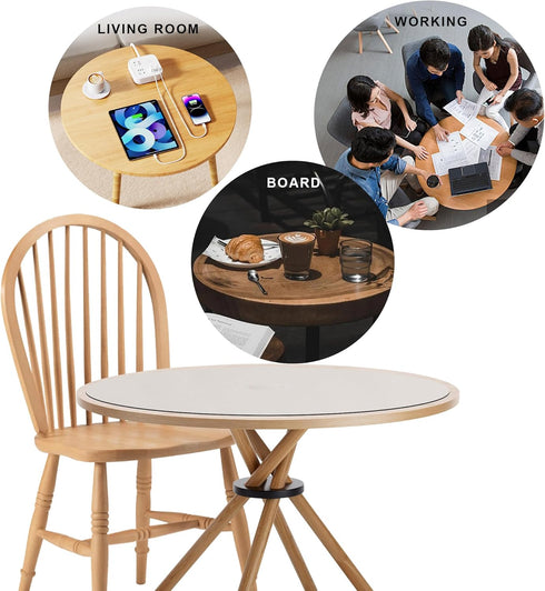 23.6 Inches CENNBIE Round Table Mat - Cork Table Pad Protector- Suitable as Side Dining Coffee Table Cover (Cream)