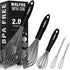 Walfos Whisk, Silicone Whisks Set of 5, Mini Stainless Steel Whisk and Non Scratch Coated Whisks for Blending