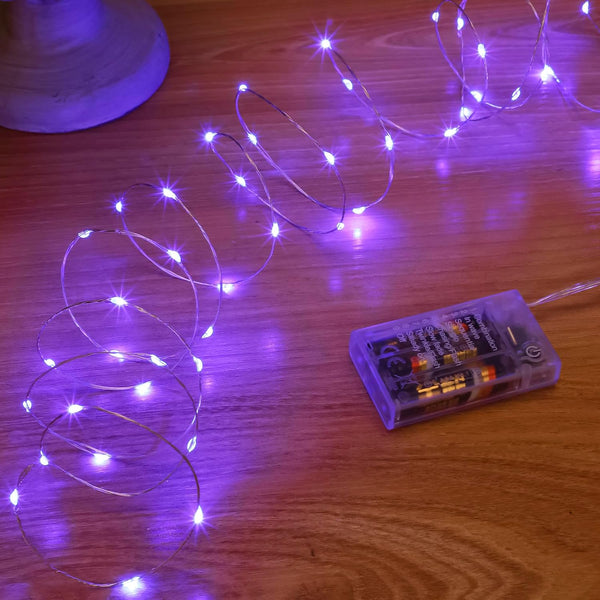 Light Purple Fairy Lights Battery Operated (Included), 8 Modes & Auto Timer,