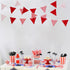 32Ft Red White Plaid Stripe Dot Fabric Bunting Banner, Triangle Flags Cotton Garland for Birthday, Wedding, Party, Home