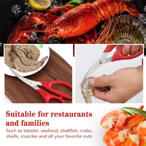 TORINALITAL 4 Pack Kitchen Seafood Scissors for Crab Legs, Crab Leg Scissors Lobster Shell Cracker, Lobster Shrimp
