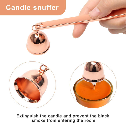 Luxiv 3 in 1 Candle Snuffer Set, 3P Candle Accessory Set with Wick Trimmer, Snuffer, Dipper, Gift Package, Rose Gold