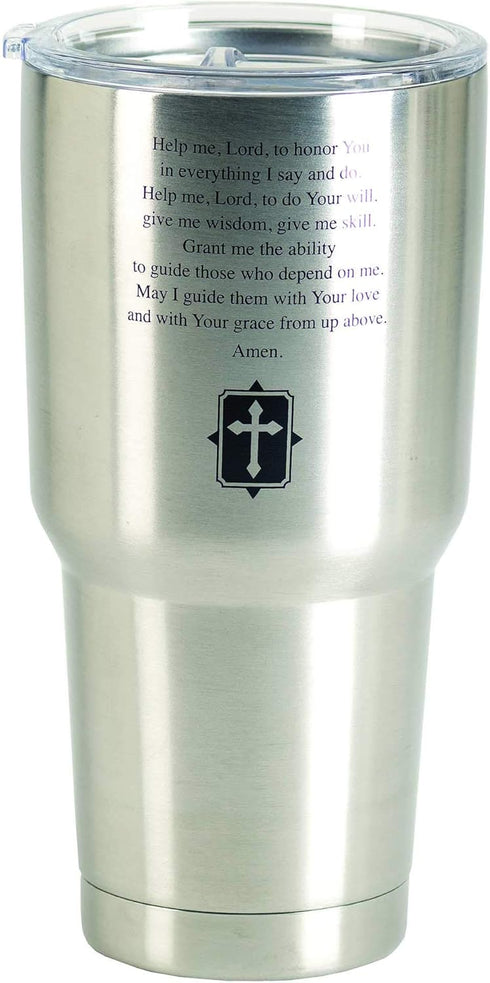 Dicksons Man of God Prayer Silver Tone 30 Ounce Stainless Steel Travel Tumbler Mug