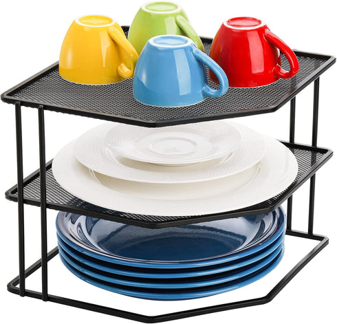 yarlung 3-Tier Cabinet Corner Shelf, 9x9x7.5 Inches Metal Wire Plate Rack Kitchen