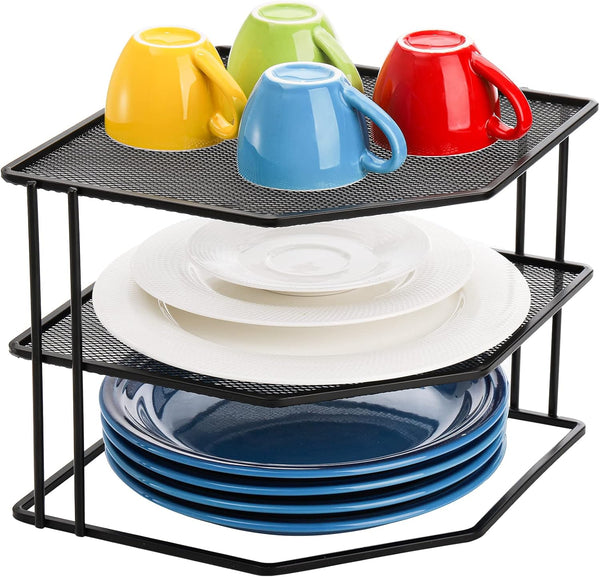 yarlung 3-Tier Cabinet Corner Shelf, 9x9x7.5 Inches Metal Wire Plate Rack Kitchen