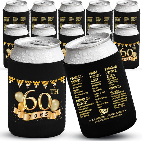 60th Birthday Can Cooler Sleeves, Pack of 12-1962 Sign - 60th Anniversary Decorations - Dirty 60th Birthday Party