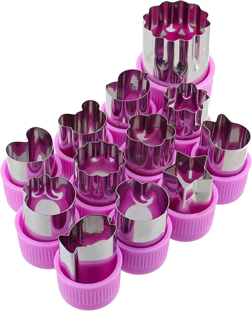 Vegetable Chopper - 12pc Mini Food Chopper with Flower, Animal, and Shape Fruit Cutter Pieces