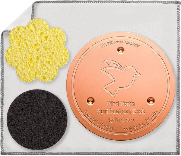Mellbree Bird Bath Copper Disk & Clean Set, 0.6mm Reinforced 99.99% Pure