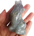 Natural Moonstone Wolf Crystal Figurine - Hand Carved Stone Animal Statue for Home Decor, 2.5 Inches