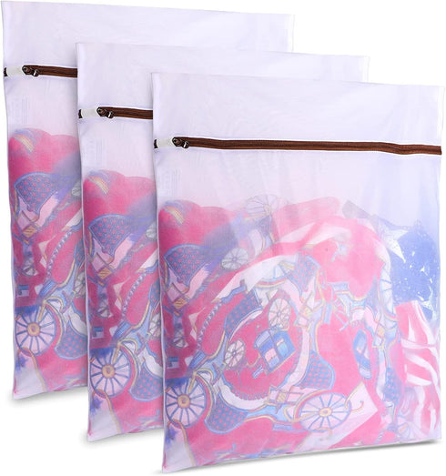 GOGOODA 3 Pack Medium Mesh Wash Bags for Delicates, 12 x 16 inches, Travel Laundry Bag for Hosiery, Blouse