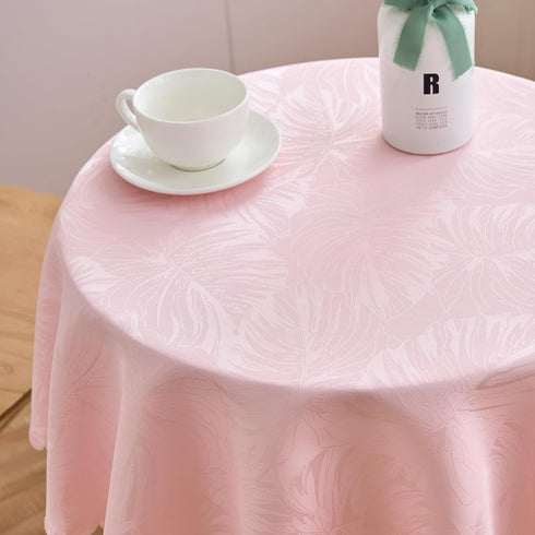 Round Valentines Tablecloth Pink Jacquard Small 40 Inch Table Cloths Up to