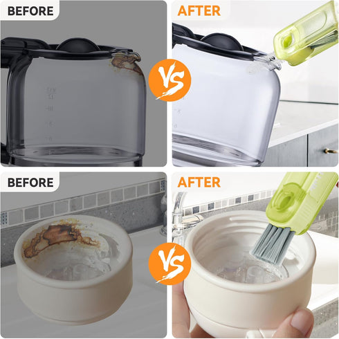 3 in 1 Cup Lid Gap Cleaning Brush Set, Multifunctional Silicone Bottle Cleaning Brush Tools (3Pcs, Green)