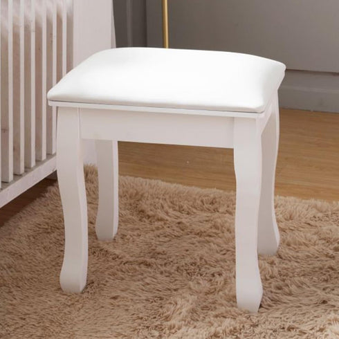 AVGVLIJ Vanity Stool, Padded Makeup Chair Bench with Solid Wood Legs, Dressing Table Seat, Cute Vanity Stools