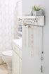 Rustic White Necklace Jewelry Organizer - Wall Mount Jewelry Holder for Necklace, Earrings, and Rings