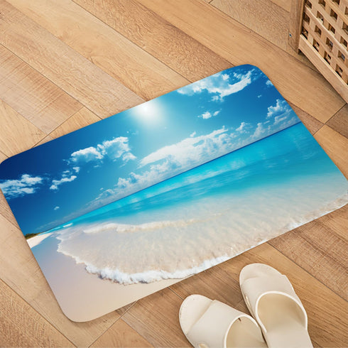 35.5x21.5 inch LYFANS Blue Sky Blue Ocean Thick Anti Fatigue Carpet, Extended Bathroom Bath Mat, Kitchen Non Slip Mat