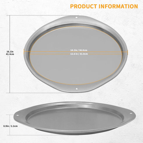 Pizza Pan - 14 Inch Nonstick Pizza Pan for Oven with Widen Handles for Cooking, Baking, and Grilling - Durable, Even Heating, Long-Lasting Kitchen Cookware (2, Grey) by RavisingRidge