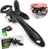 Lantana Smooth Edge Can Opener with Bottle Cap Lifter - Manual Safety Tin Opener - Black/Stainless Steel
