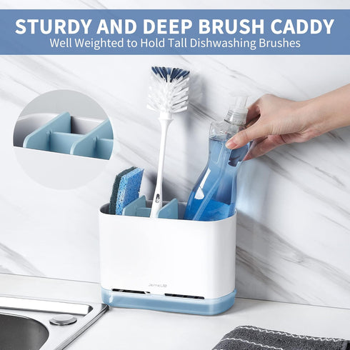 Counter JOMOLA Dish Brush Caddy for Kitchen Sink Toothbrush Holders for Bathrooms Sink Sponge Holder Kitchen Scrub Soap